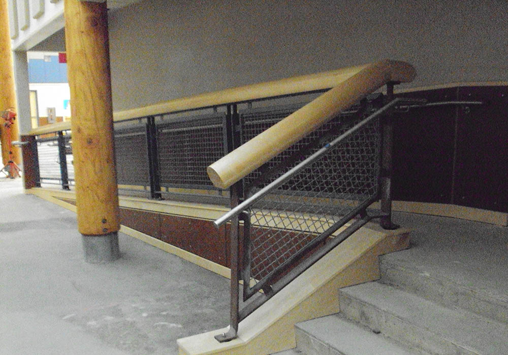 wooden support railing steps