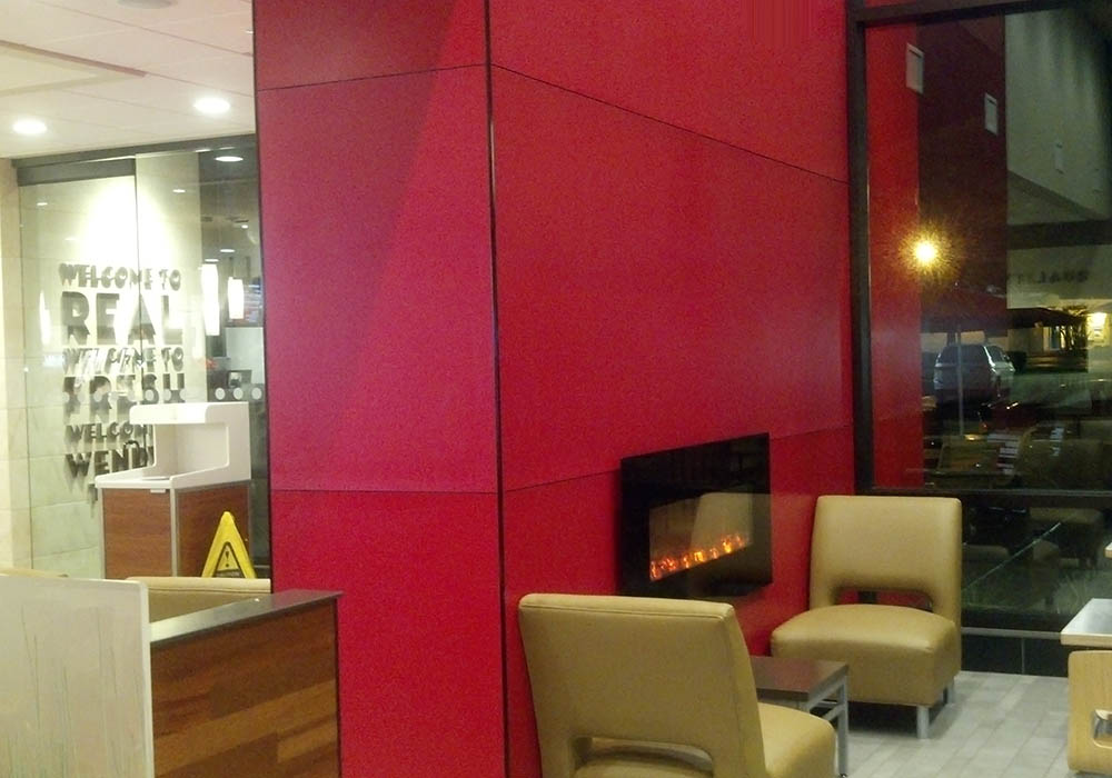 red commercial wall panel restaurant